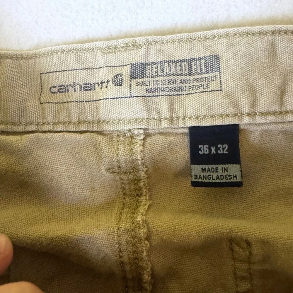 Carhartt Relaxed Fit Carpenter Pants Tan Khaki Canvas Mens 36x32 Workwear